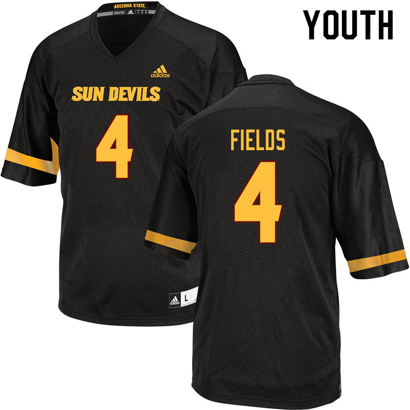 Youth #4 Evan Fields Arizona State Sun Devils College Football Jerseys Sale-Black - Click Image to Close